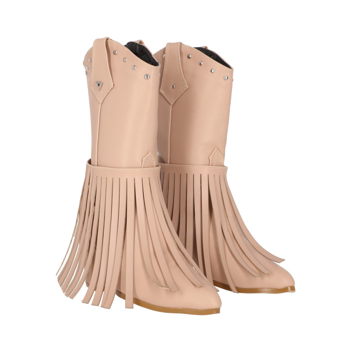 Bota Vaquera Cowboy Con Fleco Camelia Cabra Piel Maquillaje Para